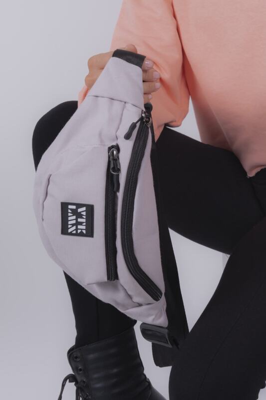 Unisex gray color shoulder and waist bag