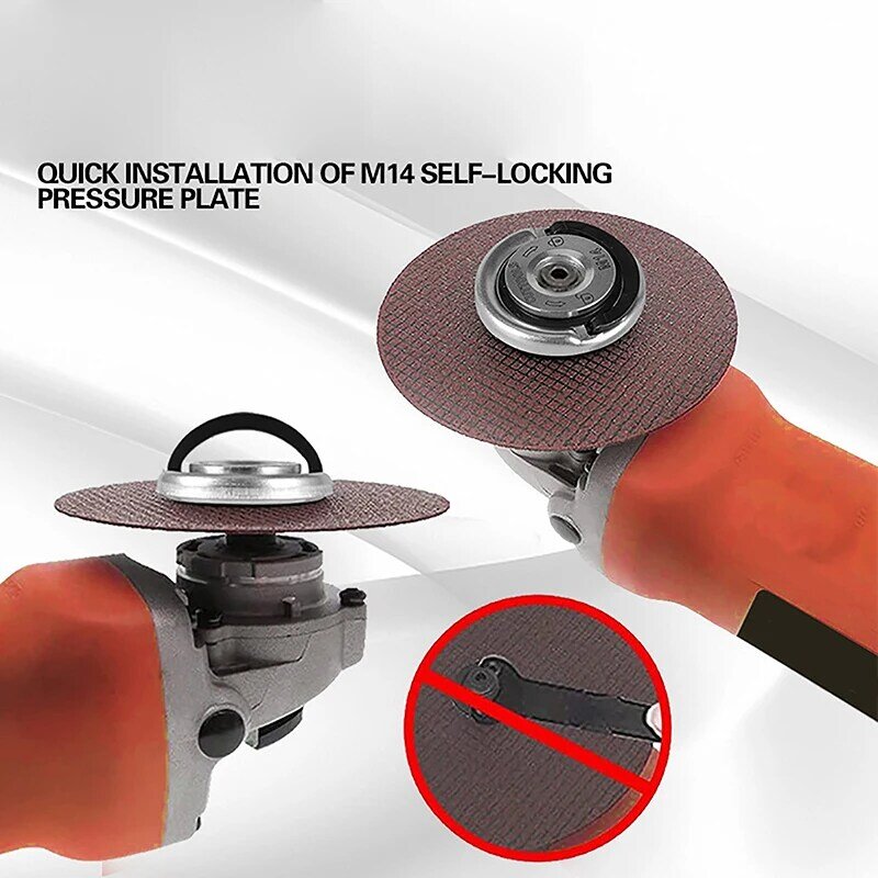 Universal M14 Galvanizado Quick Lock Nut, Pressionando a placa, Instalação portátil e remoção, Rebarbadora, 1Pc