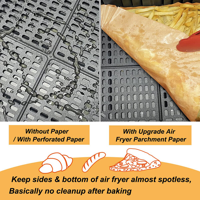 Airfryer Sekali Pakai Persegi Panjang Kertas Roti Tahan Air Oilproof Antilengket Baking Mat untuk Ninja Fodi Aksesoris Air Fryer