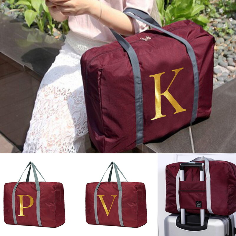 Travel Bag Unisex Foldable Handbags Organizers Large Capacity Portable Luggage Bag 26 Letter Pattern Travel Accessories