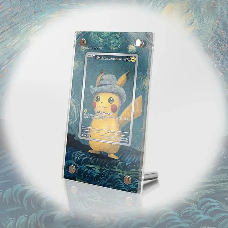 Pokemon Cartão Acrílico Photo Frame, Museu Van Gogh, Pikachu Charizard, Presente Toy PTCG, Não Incluir Cartões
