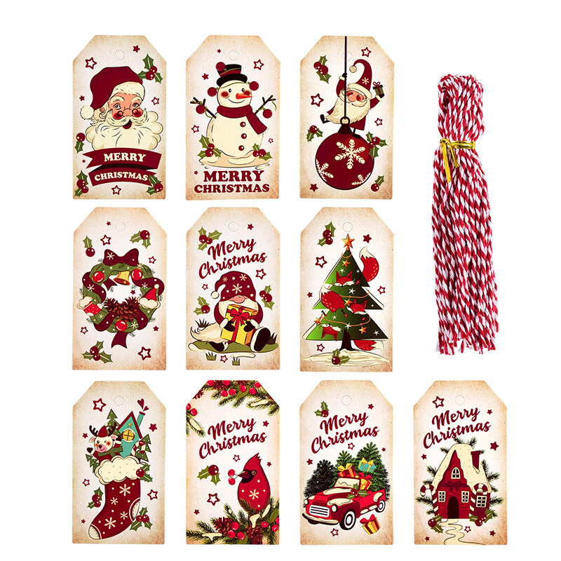 50 Stück Frohe Weihnachten Kraft papier Etiketten Karte Weihnachten DIY hängen Tags Geschenk verpackung Weihnachts feier Dekoration Neujahr Navidad