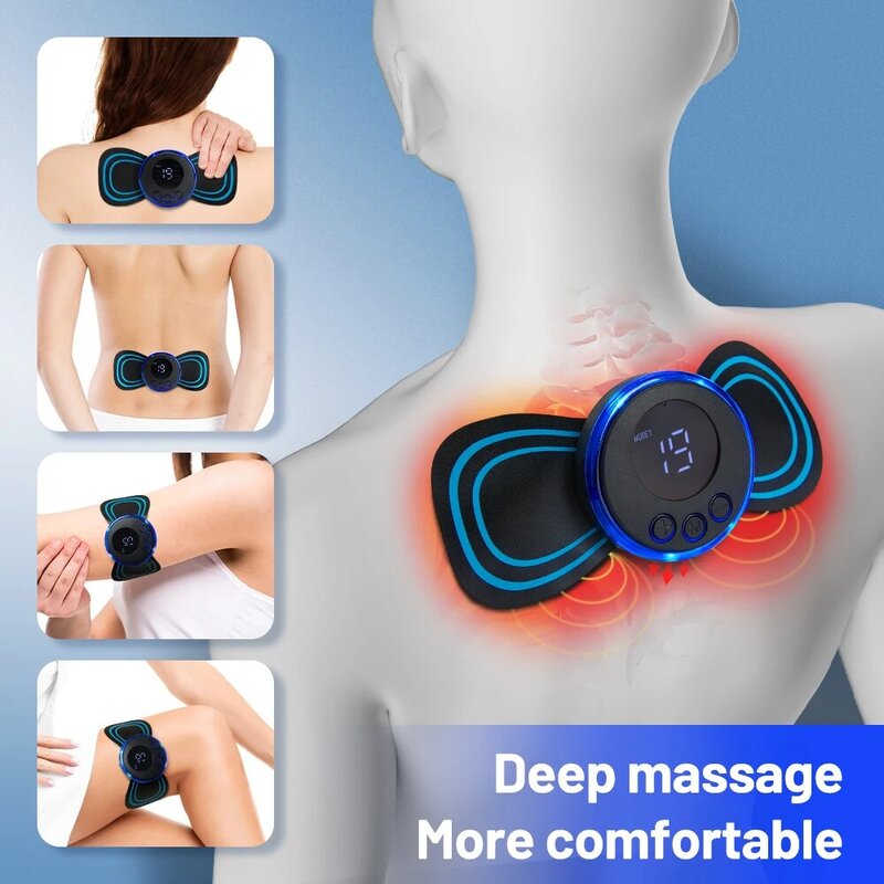 Massaggiatore per il collo stimolatore muscolare EMS cerotto per massaggio cervicale elettrico cuscinetti per massaggio a impulsi a bassa frequenza strumento per il rilassamento del sollievo dal dolore