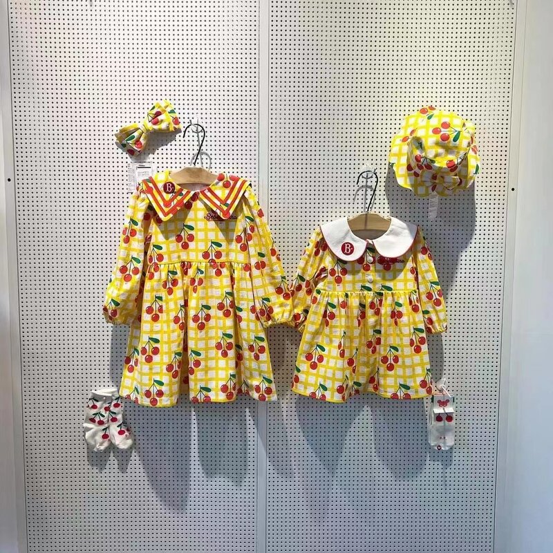 Vestido de suéter coreano infantil, Sweatshirts Little Boys, conjunto de roupas de bebê, roupas infantis, primavera, menina, vestido, primavera, 2024