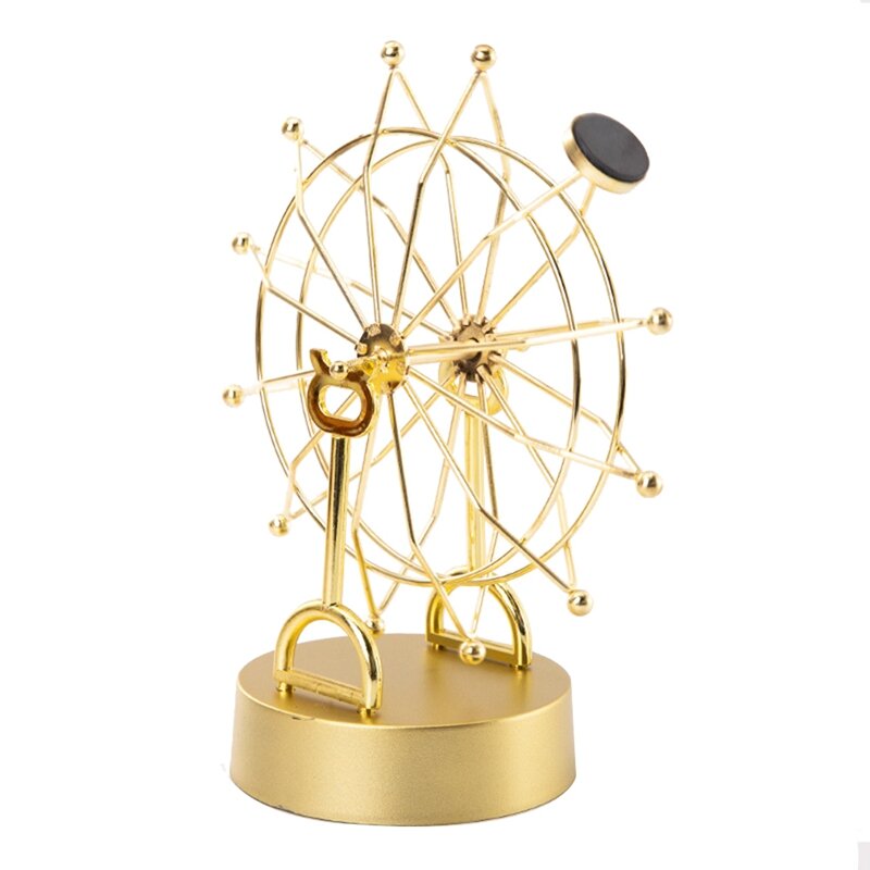 1 buah ornamen kamar Yongdong instrumen miniatur Pendulum roda kreatif bianglala logam bianglala berputar Newton warna Track Wobbler
