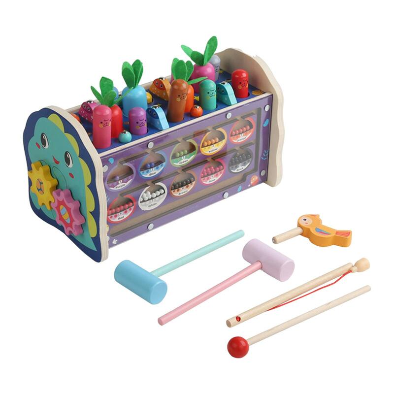 木製のハンマー、カラーソート、子供、ベビーギフト、3、4、5、6のカウントハンマー玩具を備えた木製の接地ベンチ