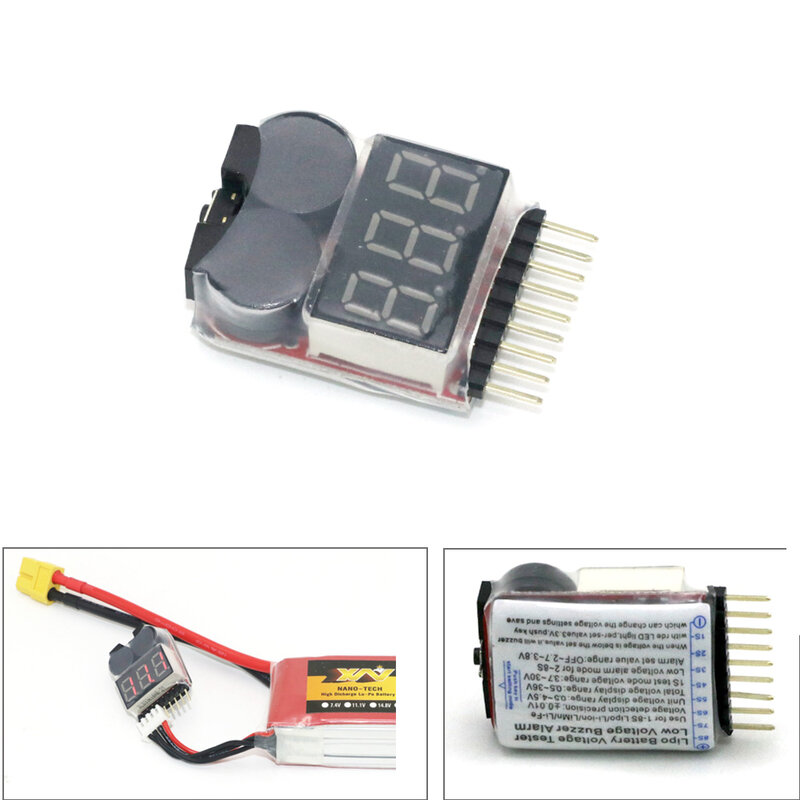 Lipo Batterij Spanningstester Laagspanning Zoemer Alarm Voor 2-8S Lipoleven Limn Li-Ion Batterij Checker