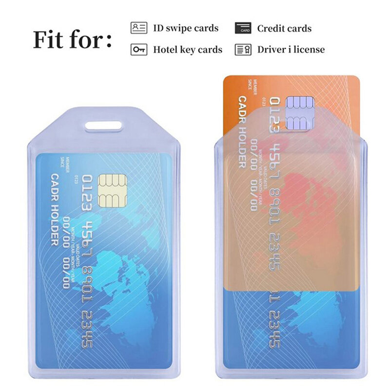 Heavy Duty ID Card Badge Holder, Hard Plastic Vertical Silicone Soft Clear PVC Card Holder Name Tag Holder 57x102mm