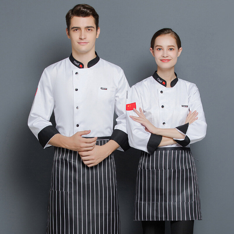 Uniforme de Chef C589, manteau de serveur à manches longues, veste de Chef Sushi grande taille, Costume de Chef adulte