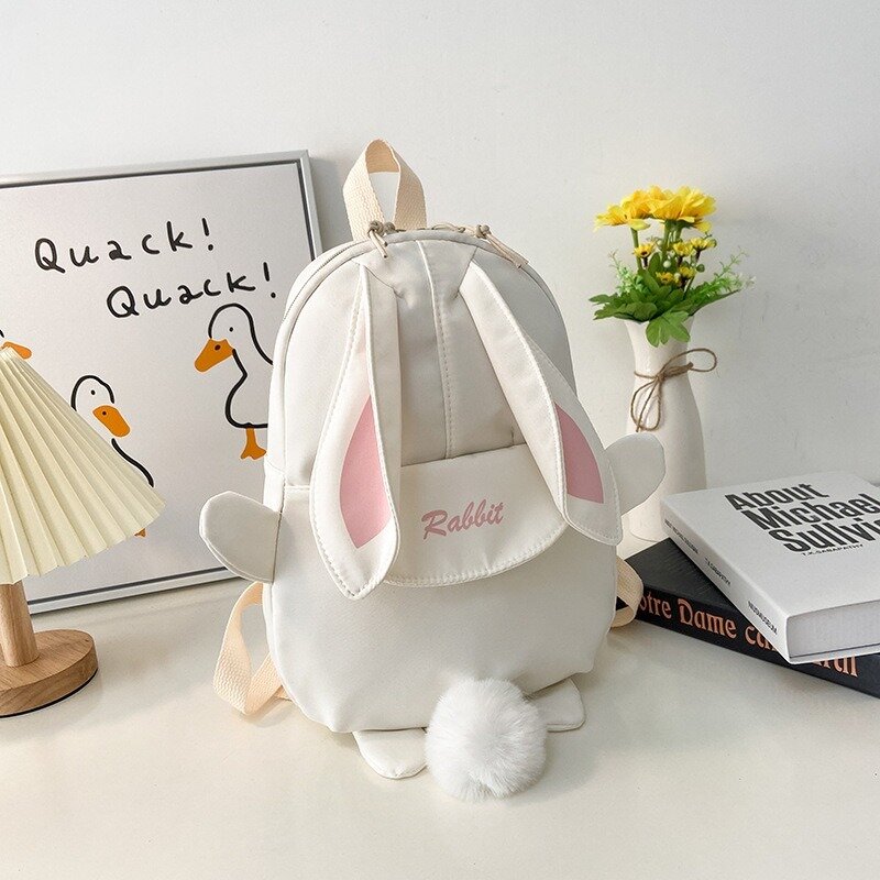 Neue Rucksäcke Cartoon niedlichen Kaninchen Kind Bücher tasche Student leichte Nylon langlebige Outdoor-Reise große Kapazität Reiß verschluss Aufbewahrung tasche