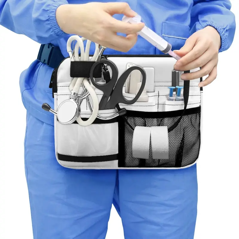 Riñonera con estampado para enfermera, bolsa organizadora de cintura con múltiples bolsillos, correa ajustable, portátil