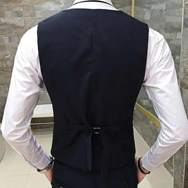 Cor sólida masculino colete formal vestido terno colete fino três botões colete masculino plus size M-5XL sem mangas terno chaleco hombre