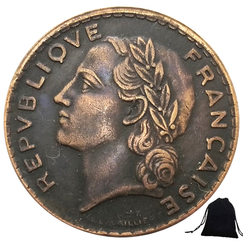 Luksusowa 1947 francuska republika imperium pół dolara para sztuka moneta/decyzja klubu nocnego/szczęśliwa pamiątkowa kieszonkowa moneta + torba na prezent
