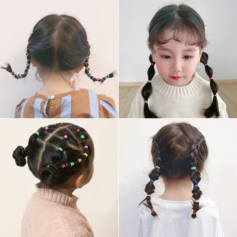Colorido elástico descartável para meninas, laços de cabelo, Headband, suporte de rabo de cavalo, bandas infantis, acessórios para cabelo infantil, 500 pcs, 1000 pcs, 2000pcs