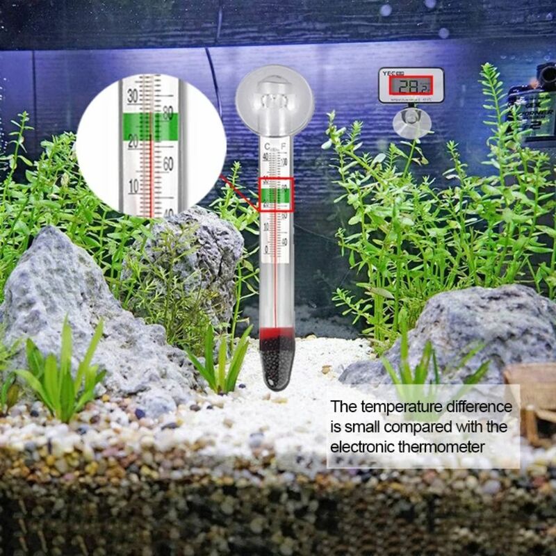 Termómetro flotante para acuario, herramienta de medición de temperatura del agua Fahrenheit Celsius con ventosa