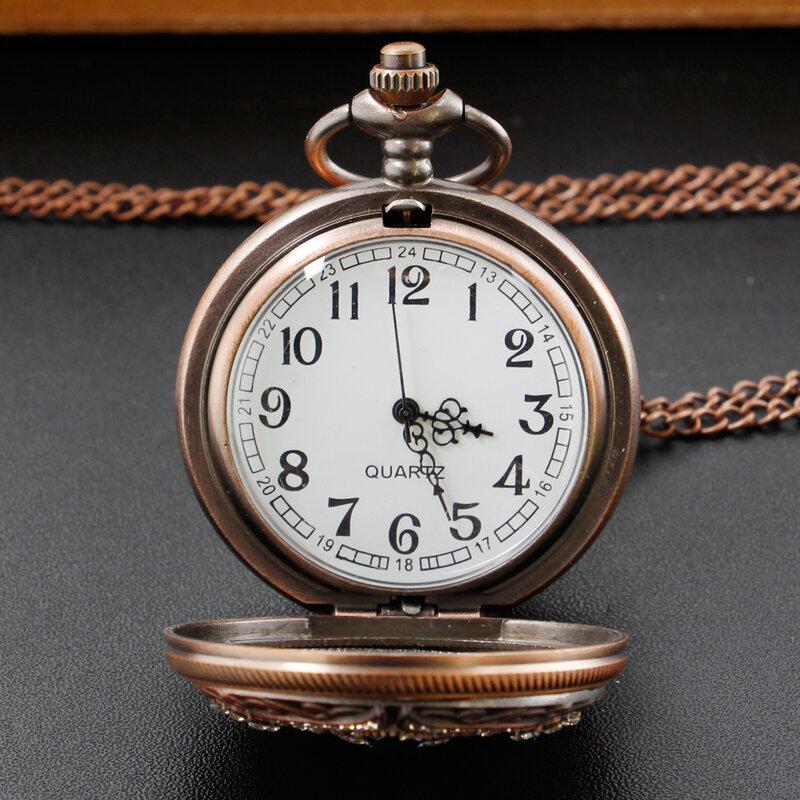 Quartz Pocket Watches For Women Antique Vintage Necklace Chain Clock XH1003
