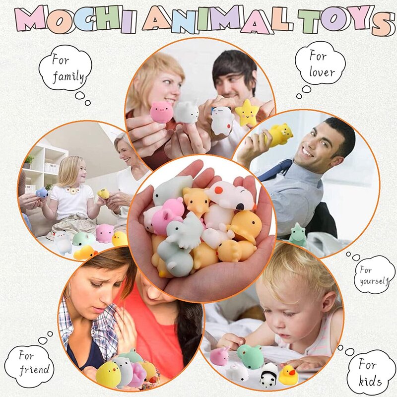 100Pcs Mochi Squishy Brinquedo Kawaii Mini Animais Squishies Stress Relief Brinquedos para Crianças Meninos Meninas Presentes de Aniversário Favores do Partido