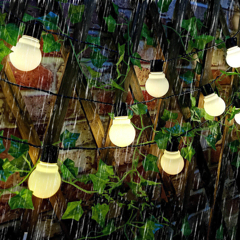LED Globe Fairy String Light, Guirlanda de Natal, Lâmpada de casamento, Lâmpada solar, ao ar livre, Festa, Feriado, Jardim, Pátio, 6m, 11m, 16m