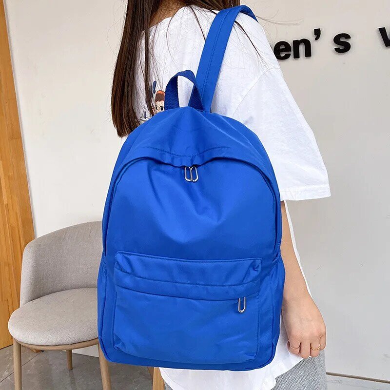 High Quality New Waterproof Nylon Women Backpack Female Travel Bag Backpacks Schoolbag For Teenage Girls Solid Color