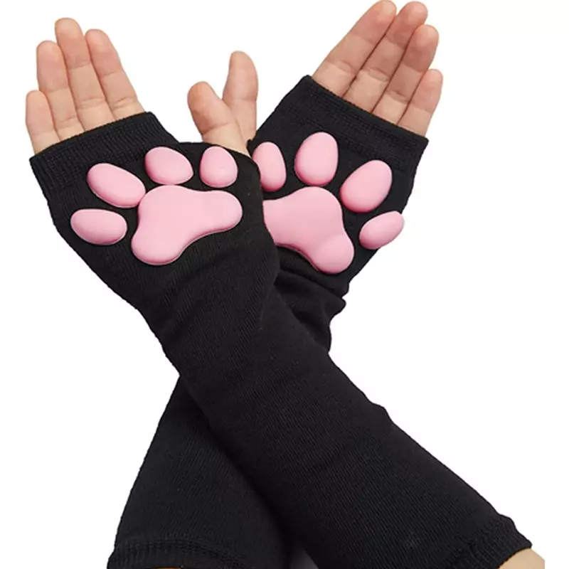 แผ่นรองอุ้งเท้าแมว3D แผ่นรองแขนอุ้งเท้าแมวน่ารักลายแมวโลลิต้าเซ็กซี่แขนคอสเพลย์แขนเสื้อเบาะเนื้อแมวถุงมือแขนกันแดด
