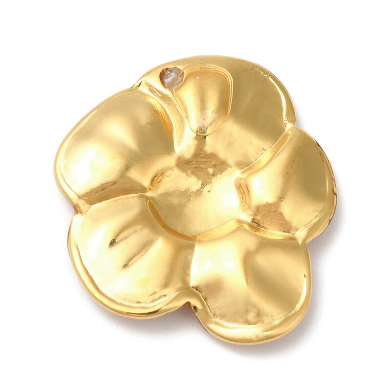 20 piezas-Colgante de acero inoxidable 304 con forma de flor, colgante de esmalte chapado en oro de 18K auténtico para fabricación de joyas, pulsera DIY, llavero