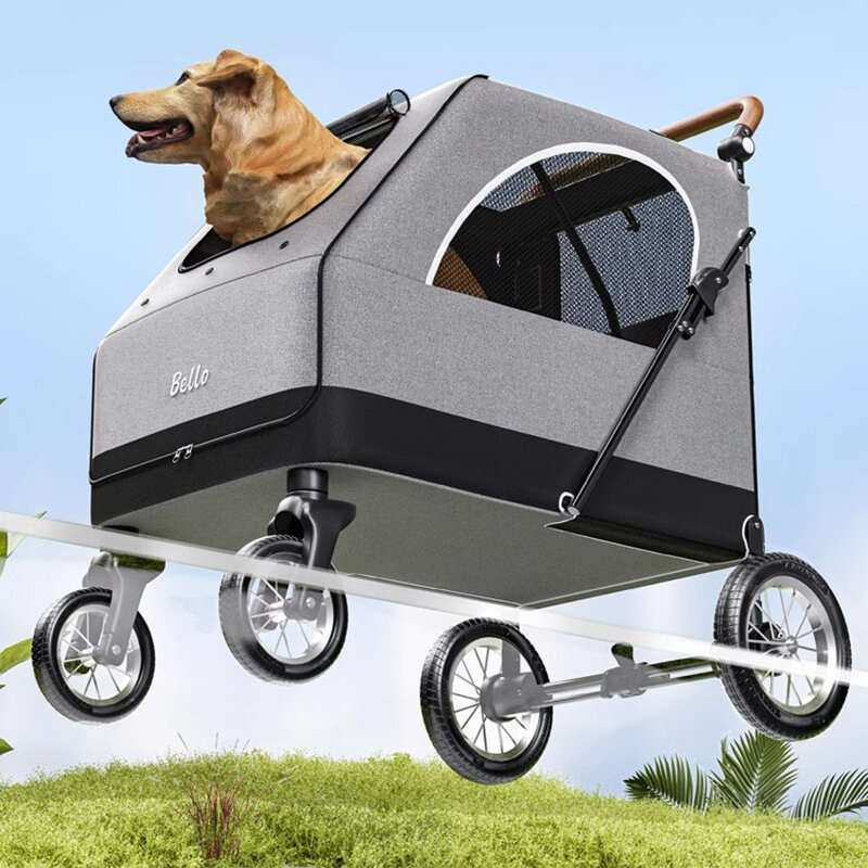 Poussette pliable pour grand chien, chariot extérieur pour animaux de compagnie, chariot de transport léger, chat et animal, compagnon