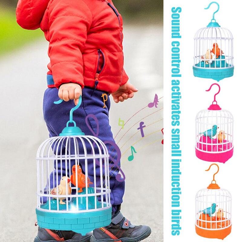 Gadająca elektryczna kontrola dźwięku indukcyjna dla ptaków zabawka edukacyjna klatka dla ptaków głos dla dzieci nowość dla zwierząt zabawna symulacja Gif L0R1