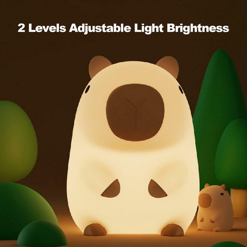 Capybara-Lámpara de noche de silicona con Control táctil, luz de noche portátil recargable por USB, lámpara de animales de dibujos animados, decoración de habitación de niños