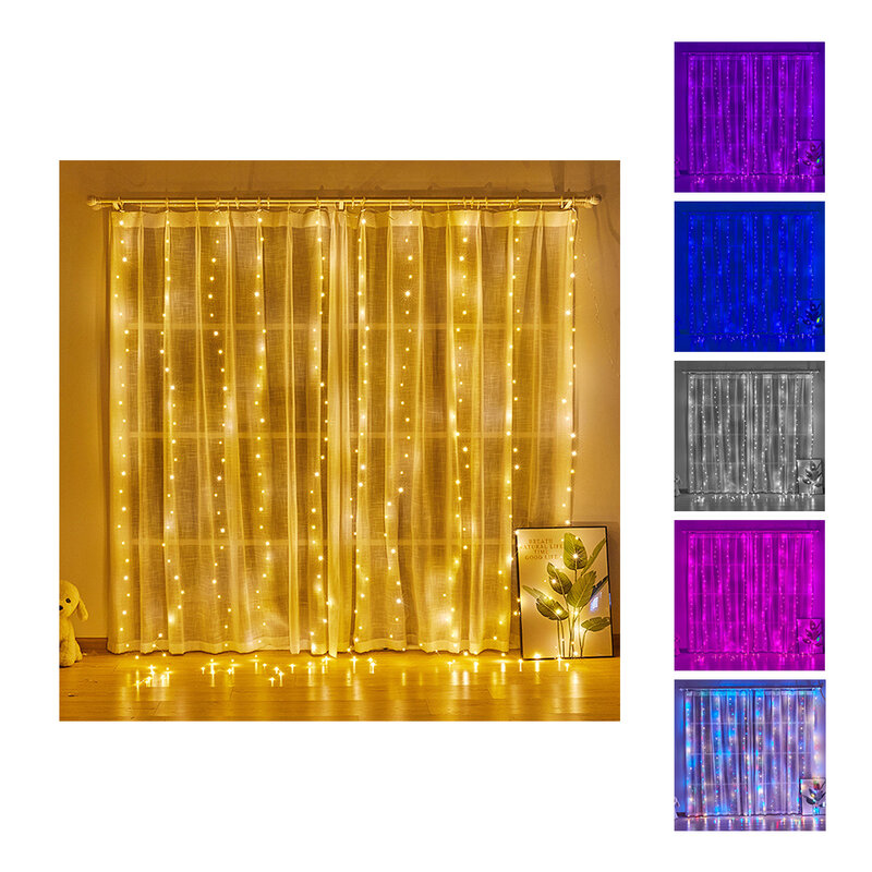 Led Christmas Curtain Lights With Remote Control 8 Modes Holiday Wedding Fairy Lights For Festival Christmas Decoration