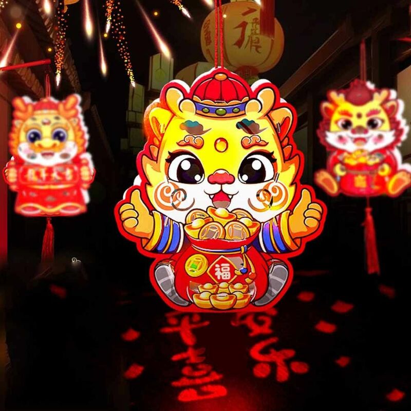 Handmade Dragon Year Lantern DIY Glowing Luminous Spring Festival Luminous Lanterns Handheld DIY New Year Paper Lantern