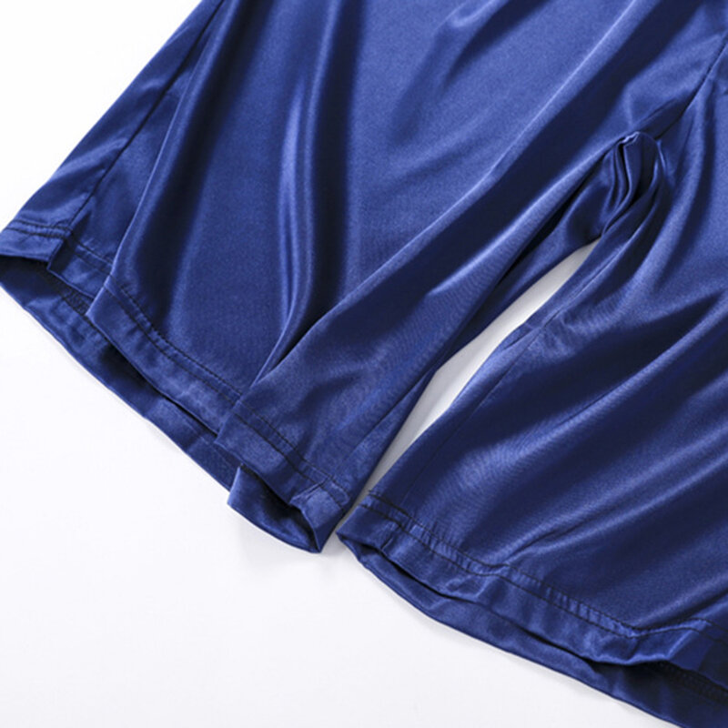 Men's Pajama Satin-Silk Boxers Sexy Boxer Briefs Smooth Silk Pajamas Shorts Loose Split Man Lounge Boxer Shorts L-3XL