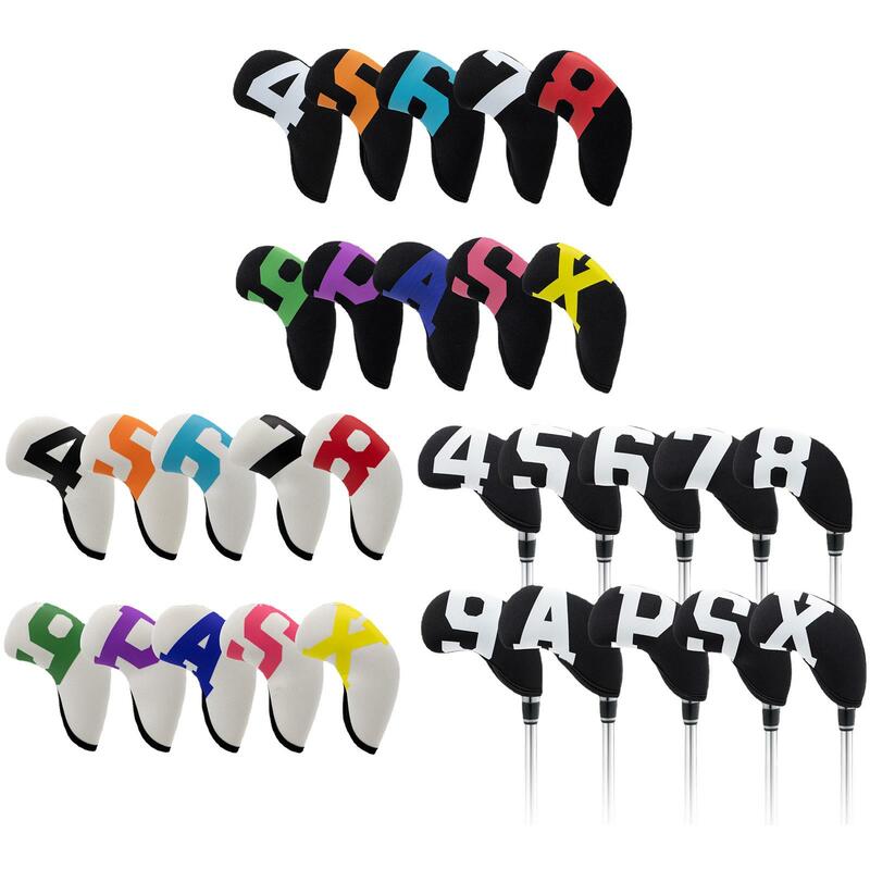 10pcs/Set Golf Iron Head Cover Golf Iron Cover 4 5 6 7 8 9 P A S X Iron Head Cover Universal Golf Accessories
