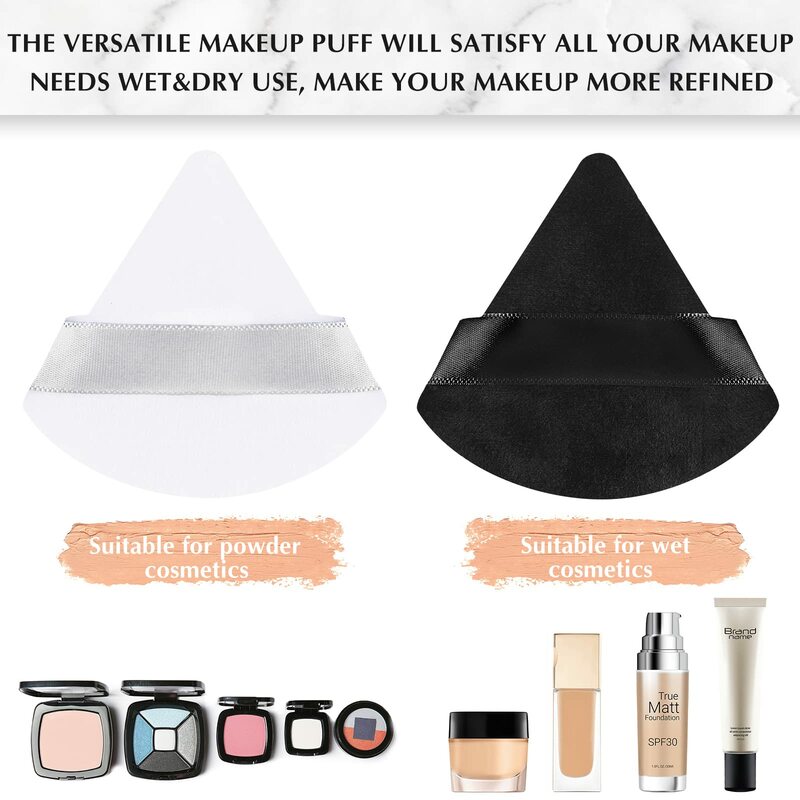 Wholesale 50Pcs Triangle Velvet Powder Puff Pizza Flours Mini Face Makeup sponge Cosmetics Washable Lightweight Makeup Tool