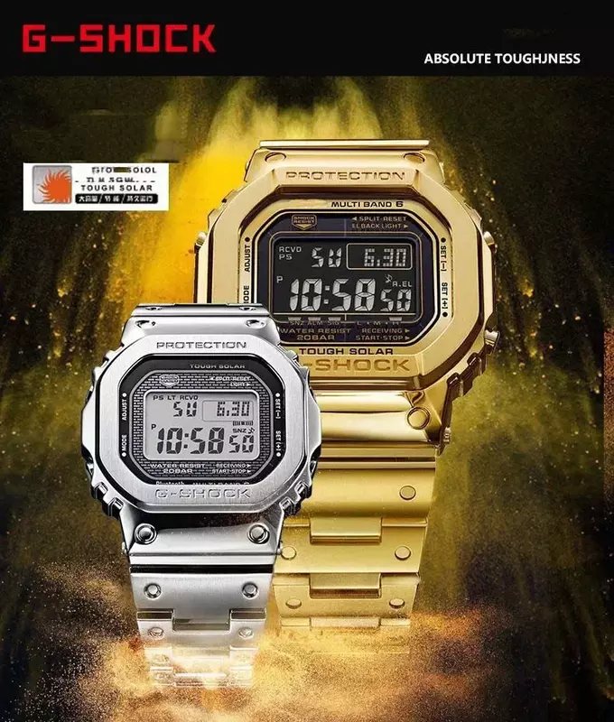 G-SHOCK relógio impermeável para homens, cronômetro multifuncional masculino, caixa de metal, relógio solar, GMW-B5000 série, moda, novo, presente
