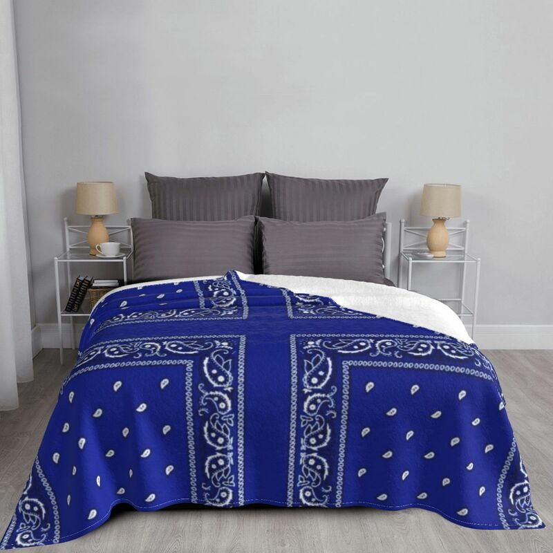 Blue Bandana Throw Blanket Multi-Purpose Winter bed blankets