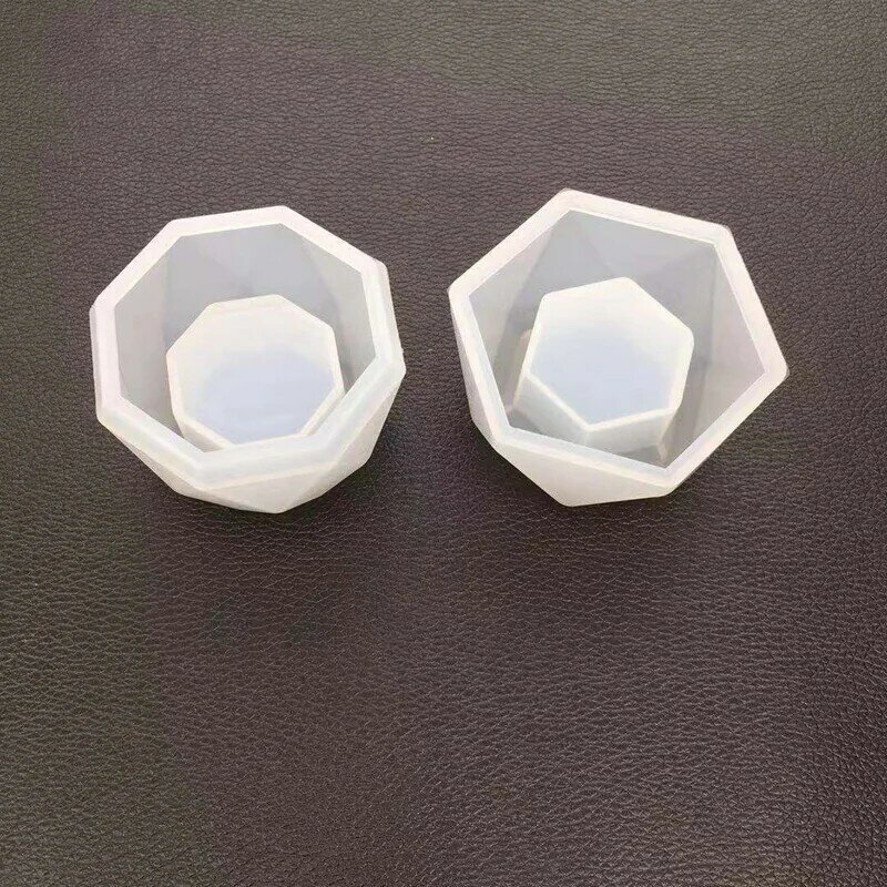 Baru 3 buah kotak DIY silikon Resin cetakan lilin Mini bulat persegi Pot bunga penyimpanan cetakan
