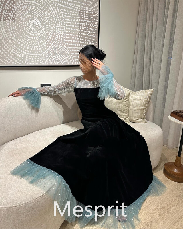 Mesprit Mode elegante Juwel A-Linie Abendkleider falten drapierte Paille tte Satin Anke Länge benutzer definierte Kleid
