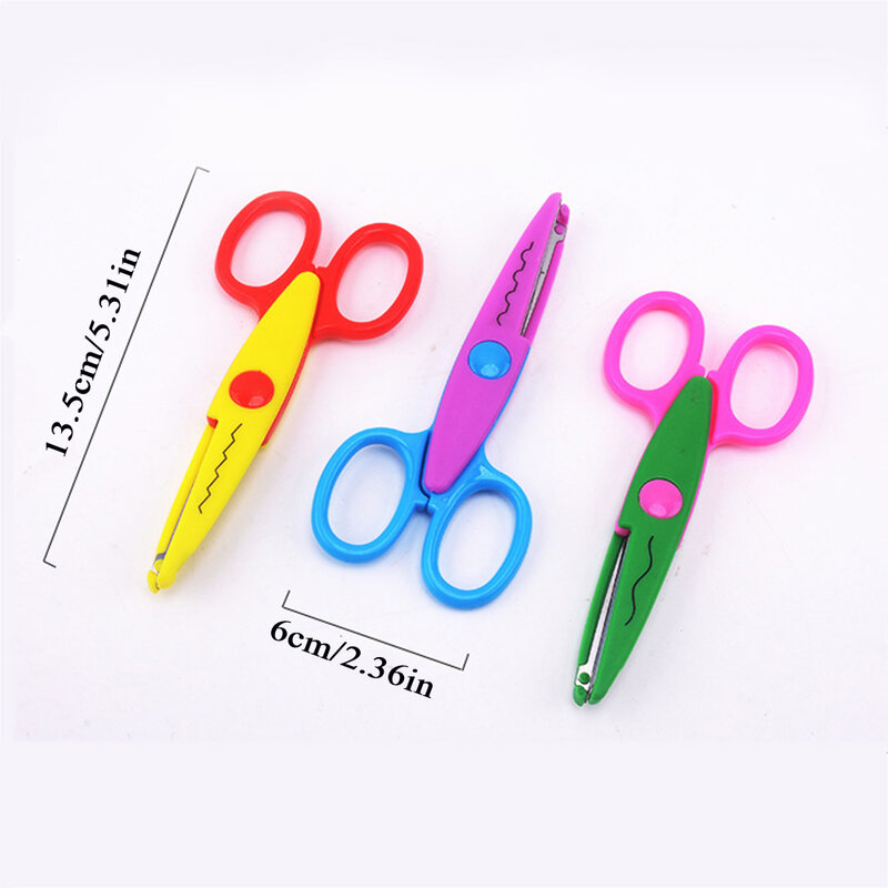 Children's Scissors Mini Paper Cutting Scissors Wavy Pattern Paper Cuttings Lace Scissors Safety Stationery Scissor Art Tool