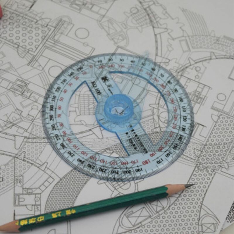 Przenośne okrągłe biurowe materiały do szkicowania szkolne linijki wskaźnik pomiarowy kątomierz