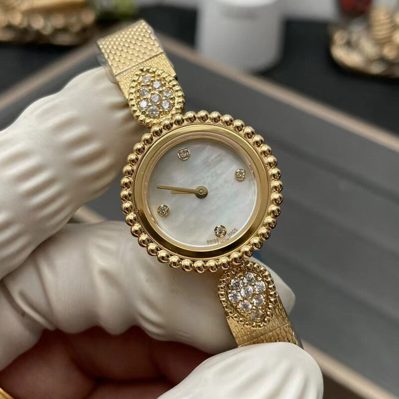 Bead diamond wrapped design 316 steel case mother-of-pearl dial diamond quartz watch 2024 Women's new watch Fashion luxury watch