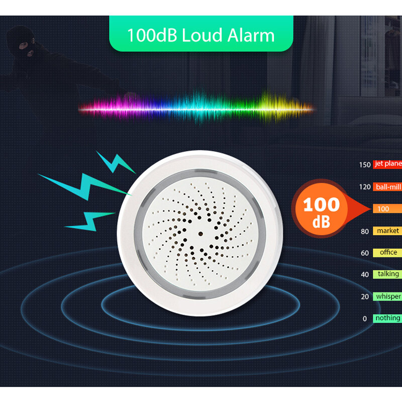Smarsecur Smart Home Draadloze Wifi Sirene Alarm Sensor Usb Power Via Tuya Smart Leven Met Temperatuur En Vochtigheid Sensor