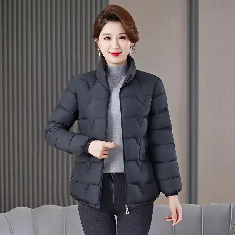 Lightweight Hooded Down Parka for Women Cotton Jacket Short Coat Warm Outerwear Mother's Autumn and Winter Fashion 2023 New