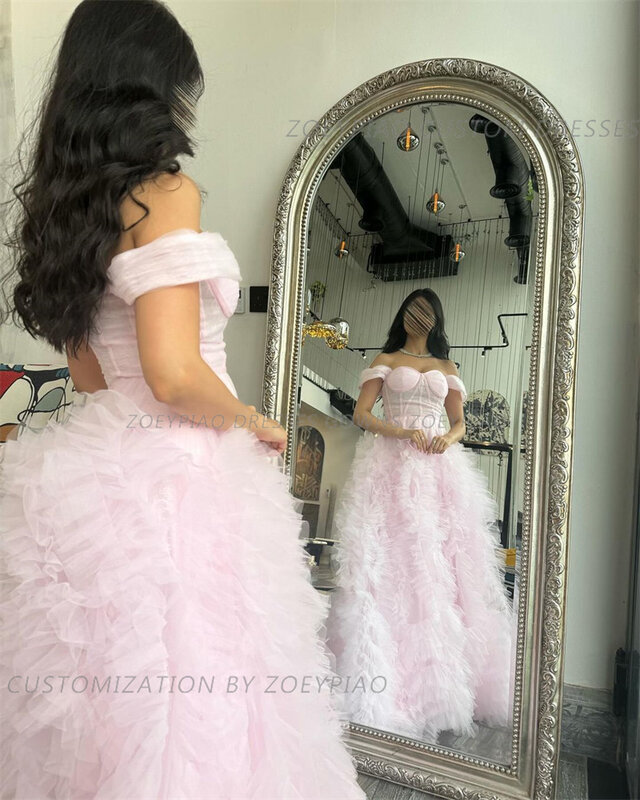 Elegante rosa Ballkleid Schatz lange Abendkleider boden lange A-Linie Tüll Ballkleider Promi Kleider Party kleider