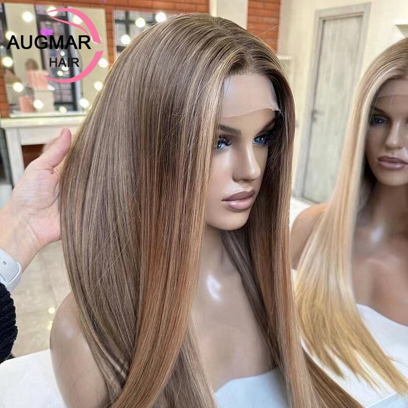 Miodowa blond brązowa peruka 4x4 13x4 proste koronkowe peruki z przodu ludzkie włosy 13x6 HD koronkowa peruka bezklejowa peruka z ludzkich włosów