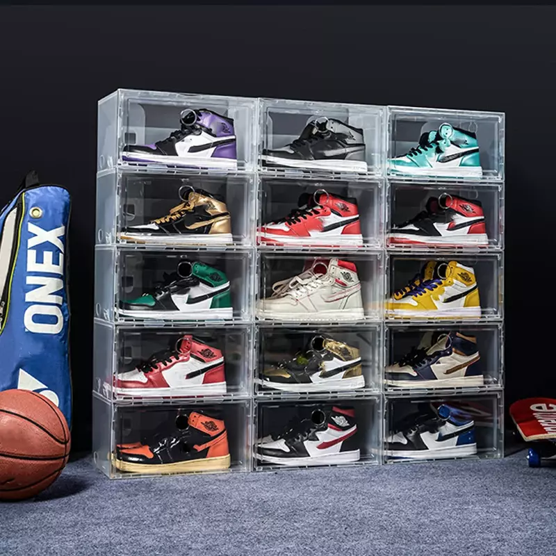 1pcs/set AJ Sneakers Box  plastic shoe box Stackable Cabinet Storage Box high-top Dustproof AJ shoes organizers Shoe Rack