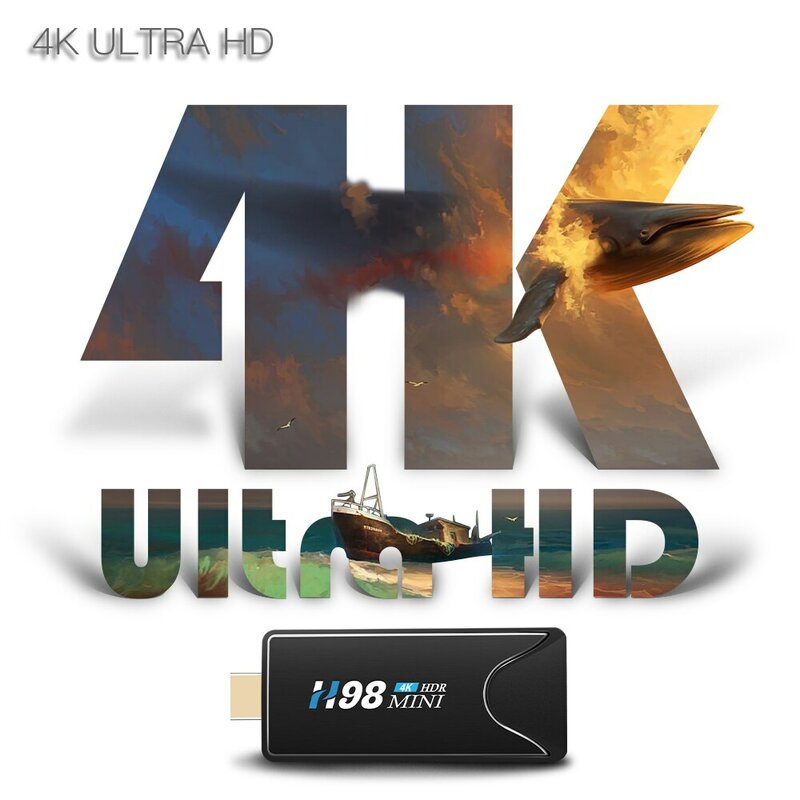 Hongtop แท่งทีวีมินิแอนดรอยด์10 4K HD 2G 16G กล่องทีวี2.4G 5G กล่องคู่ WIFI สมาร์ททีวีเครื่องเล่นสื่อ H.265กล่องรับสัญญาณทีวี