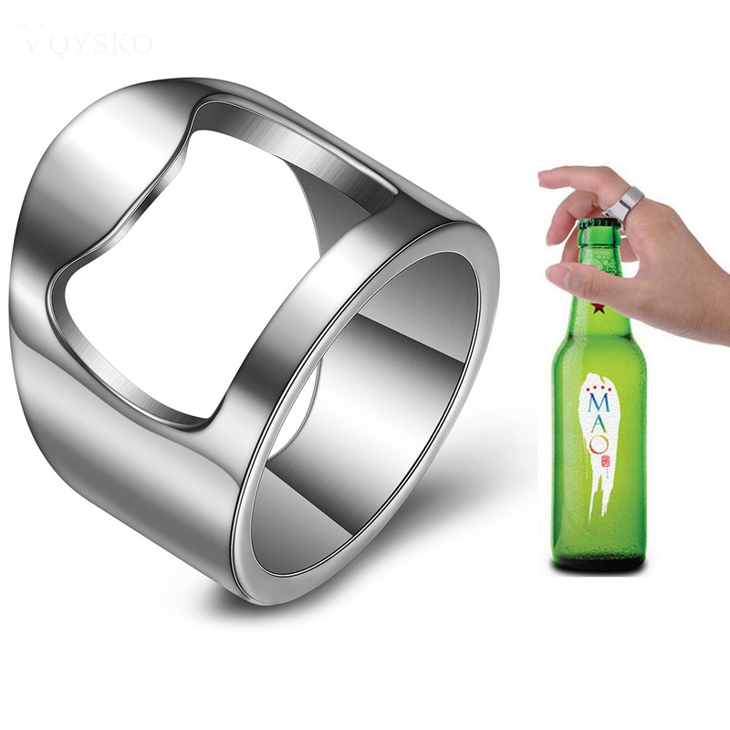 فتاحة الزجاجات حلقة الإبداع المفتاح خاتم من الإستانليس ستيل الدائري البيرة يمكن فتاحات الأدوات كول بار اكسسوارات المطبخ هدايا