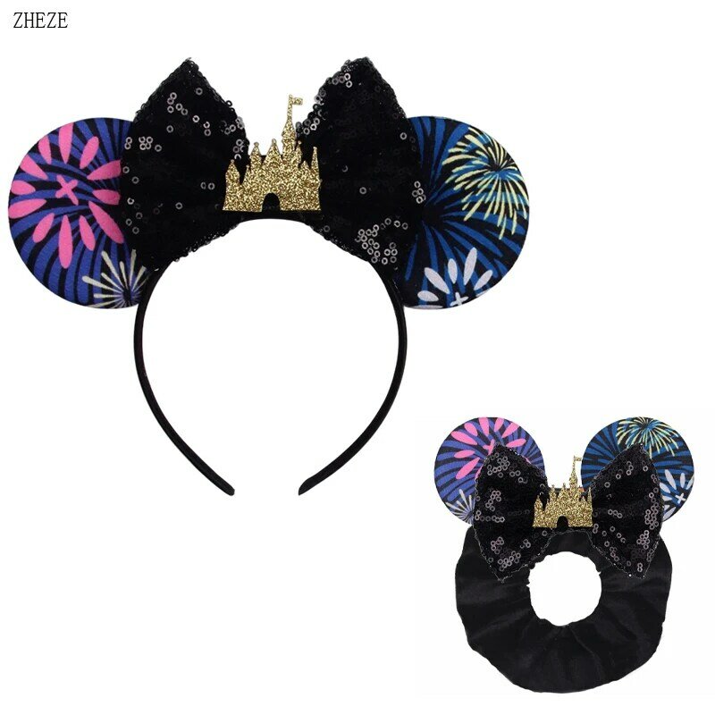 2023 Fashion Festival Mouse Ears Hair Band Set Girls Rope Ponytail Holder Headband Elastic Velvet Scrunchies Mujer