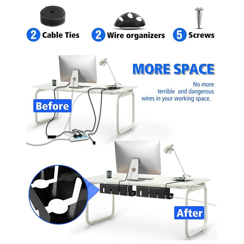 Rangement de câbles extensible sous le bureau, gestion T1, support de prise de bureau, étagère de fil, facile à utiliser