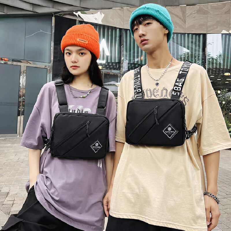 2022 neue Mode Unisex Brust Taschen Hip Hop Streetwear Männer Brust Rig Tasche Hohe Qualität Oxford Taktische Weste Tasche Sport rucksäcke